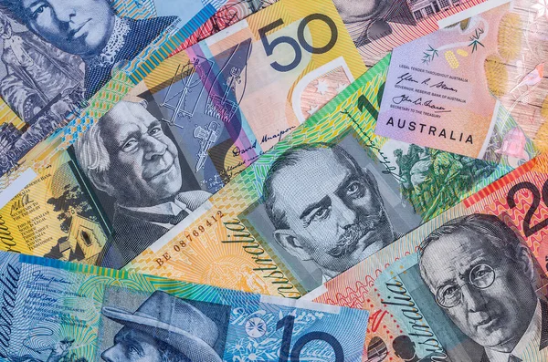 Närbild Färgglada Australiska Dollarsedlar — Stockfoto