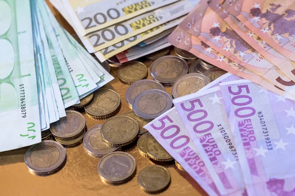 Muitas Notas Euro Com Moeda Conceito Financiamento — Fotografia de Stock