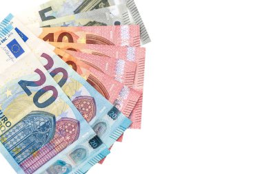 Beyaz arka plan Avrupa Lirası üstünde izole