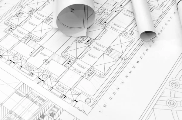Teknik çizim - makine parçaları kapatın