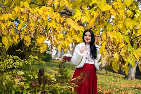 Hermosa Morena Posando Con Las Manos Cruzadas Pecho —  Fotos de Stock