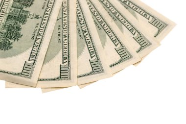 Beyaz bir arka plan üzerine izole Doları notlar