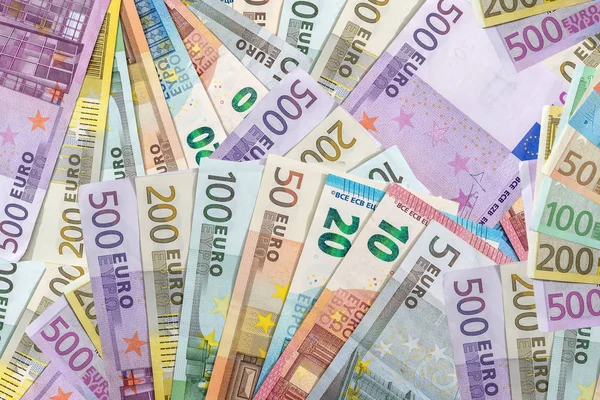 Different Euro Banknotes Used Background Close — 스톡 사진