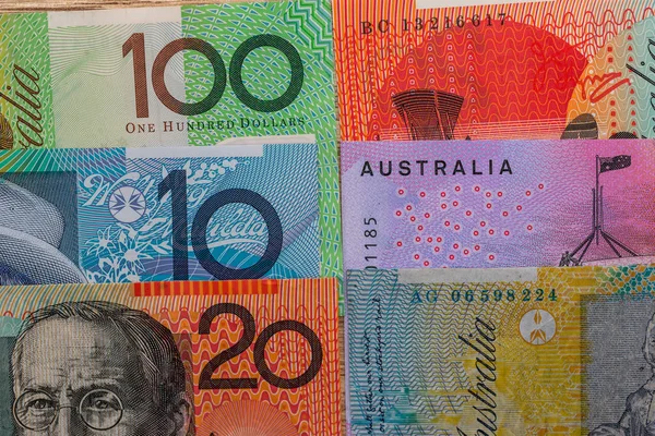 Australische Dollarnoten Auf Dem Tisch Liegend Nahaufnahme — Stockfoto