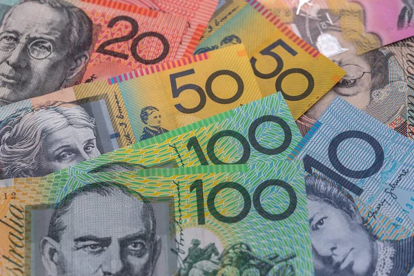 Dólares Australianos Linhas Usadas Como Fundo — Fotografia de Stock