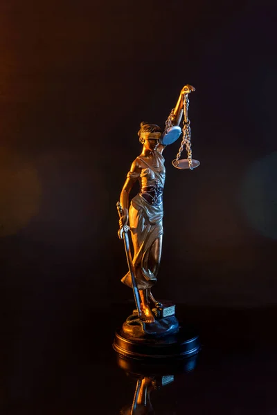 Statue Goddess Justice Dark Background — Stock Photo, Image