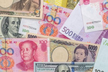 dolar, euro, yuan, yen dünya - en dominant ülke banknot