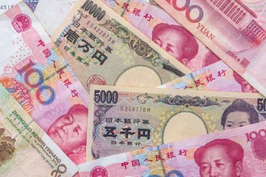 Arka plan olarak Japon yeni Çin yuan