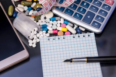 Not Defteri, hap, ölçü birimi teyp ile telefon ve hesap makinesi.