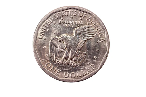 Usa Moneta Dollaro Isolata Sfondo Bianco — Foto Stock