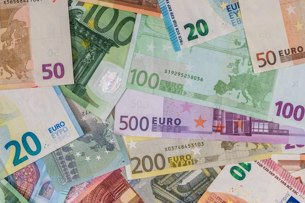 Nombreux Billets Banque Différents Monnaie Euro Gros Plan — Photo