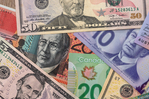 collection on dollar money - usa, canada and australia