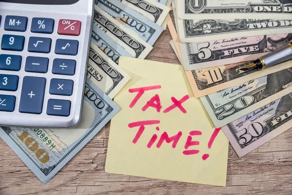 Tex Tax Time Calculator Money Desk — Stock Photo, Image