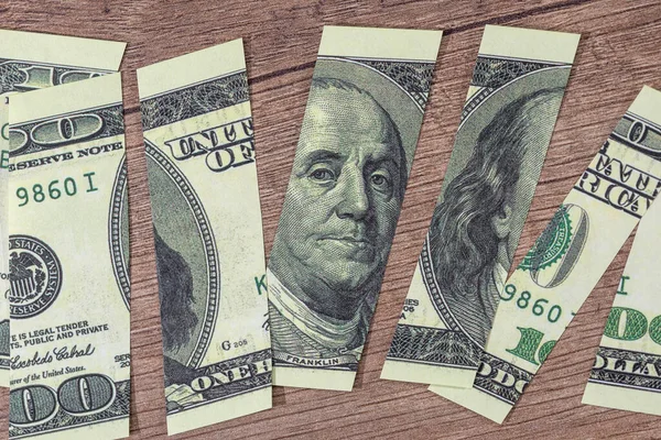 Roztrhané 100 Dolar Franklin Zblízka — Stock fotografie