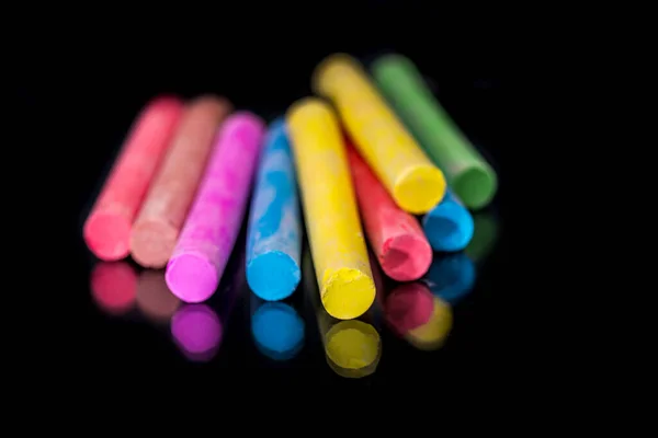 Multi Colored Chalk Isolated Black Background — Stock Photo, Image