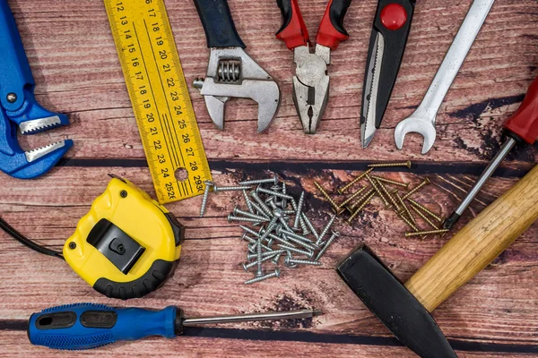 Werkzeuge Für Die Sammlung Auf Dem Holztisch — Stockfoto