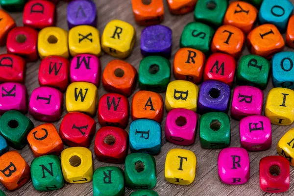 Some Colored Cubes Letters Sign Wooden Cubes — Stock Photo, Image