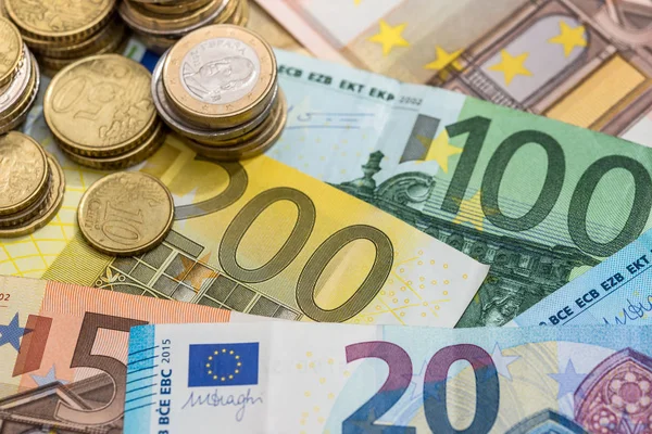 Eurosedlar Och Euromynt — Stockfoto