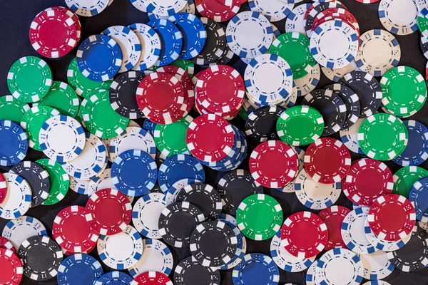 Different Poker Chips Table Casino — Stock Photo, Image