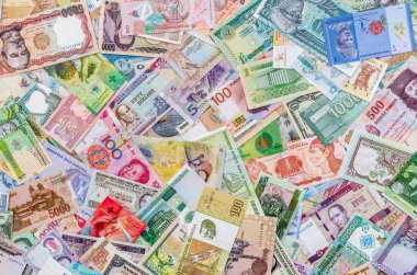 Tüm dünya para banknotlarının koleksiyonundan arkaplan