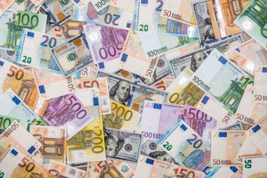 Euro ve dolar banknotların arka plan olarak