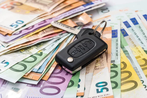 Car rent or purchasing, euro money with keys