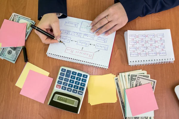 Geschäftsfrau Macht Strategieplan Für Zukünftige Aktivitäten — Stockfoto