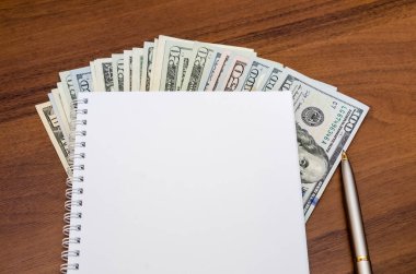 Boş bir defter ve tahtadan bir dolar.