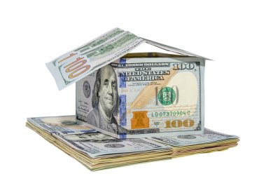 Beyaz arka plan üzerinde izole yüz doları evi