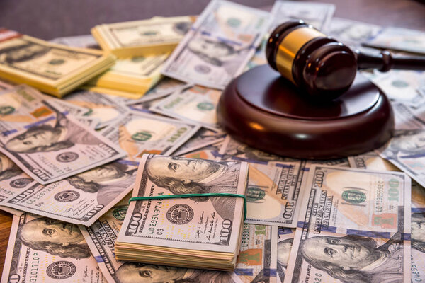 dollar with hammer for background