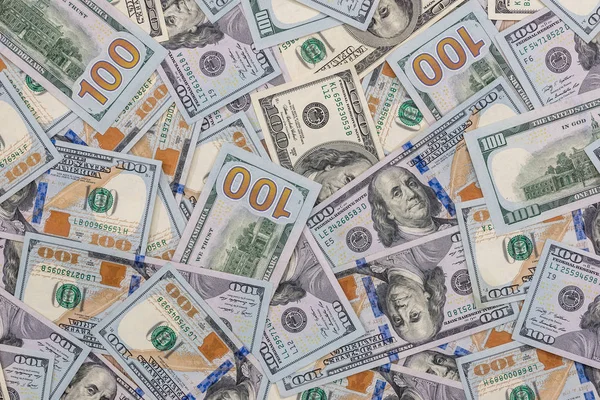 Pilha Novas Notas Cem Dólares Dos Eua — Fotografia de Stock