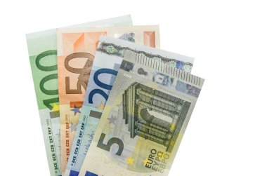 Euro banknot izole yığını