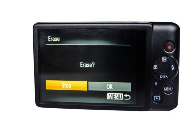 dijital kamera üzerinde beyaz izole