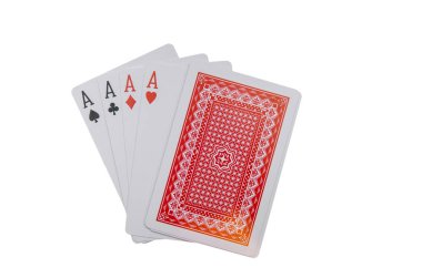 dört oyun kağıdı üzerine beyaz izole Aslar