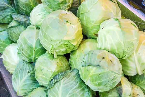 Fresh Green Cabbages Background — 스톡 사진