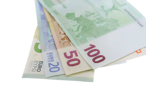 Stapel Van Eurobankbiljetten Geïsoleerd — Stockfoto