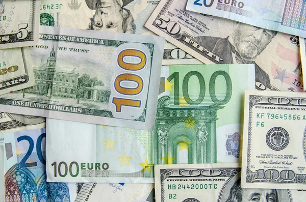 Oss Dollar Kontra Euro Som Bakgrund — Stockfoto