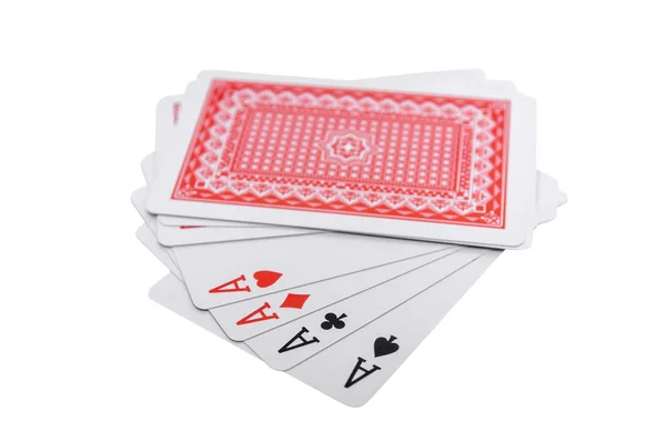 Čtyři Esa Hrací Karty Izolované Bílém — Stock fotografie