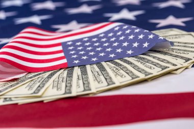 100 dolarlık Amerikan bayrağı. Kapatın.