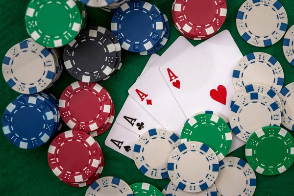 Play Card Chips Casino Close — Stock Photo, Image