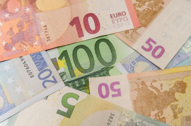 birçok farklı euro banknot. arka yüzüne