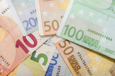 Different Euro banknotes close up
