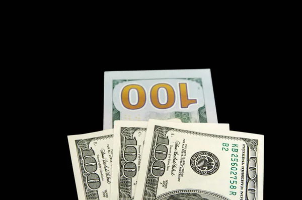 Billete Nuevo Viejo 100 Dólares Sobre Fondo Negro — Foto de Stock