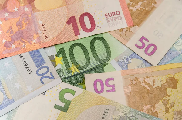 birçok farklı euro banknot. arka yüzüne