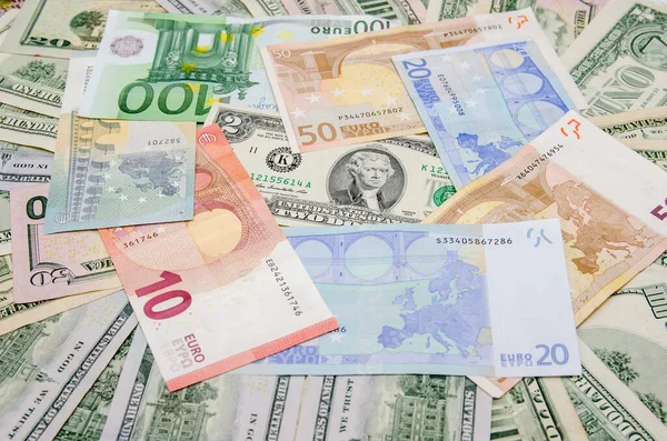 Abd Doları Euro Banknotlarına Karşı — Stok fotoğraf