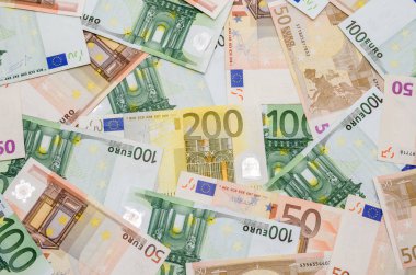 Different Euro banknotes close up