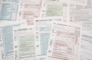 many tax forms close up clipart
