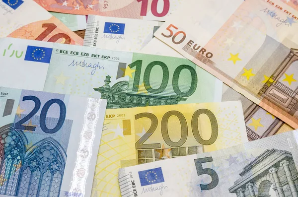 Eurosedlar Staplade Efter Värde — Stockfoto