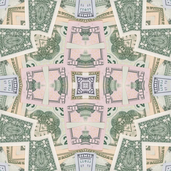 Mehrere Dollarscheine Kaleidoskopeffekt — Stockfoto
