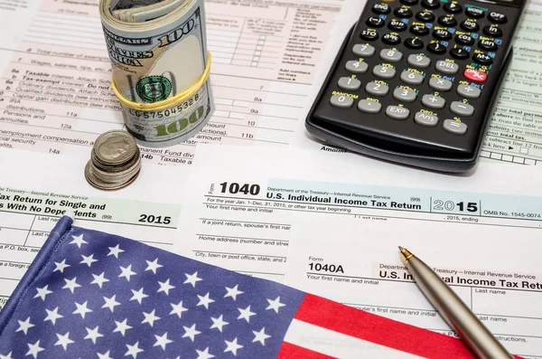 Tax Form Financial Concept Flag Money — Stock Photo, Image